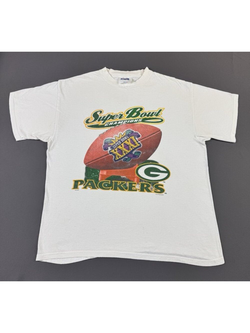 Rare Vintage 90s NFL Green Bay Packers Super Bowl Champions White Shirt Large T